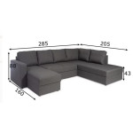 ROMA XXL nurgadiivanvoodi kahe pesukastiga 285*205/160cm
